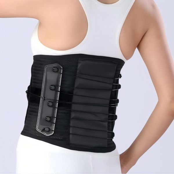 Dual Pull Cable Lumbar Support Belt | Reinforced Steel Plate Back Brace For Lower Back Pain