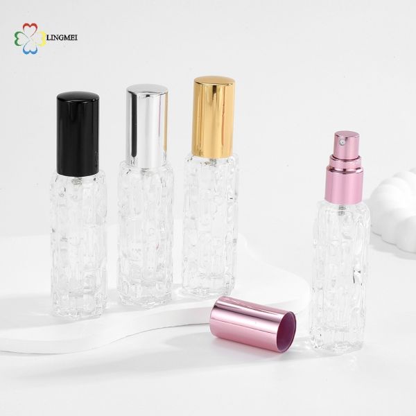 Luxury 10ml Gourd-Textured Glass Perfume bottle with auminum mist spray – Premium Portable Travel Spray Bottle