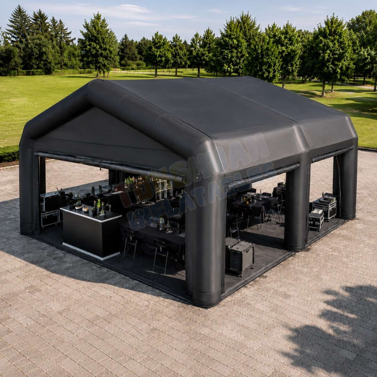 Commercial Inflatable Party Tent Black Pavilion Shelter with Spacious Interior for Hospitality Areas Event Rentals Exhibitions and Temporary Outdoor Venues
