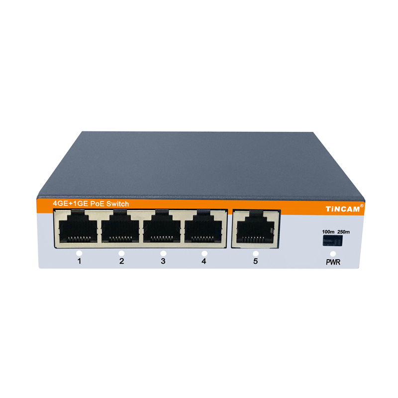 4-Port Gigabit PoE Switch with 1 Gigabit Uplink Ports IEEE 802.3af/at 30W per Port 65W External Power Adapter TBC-PS5105E