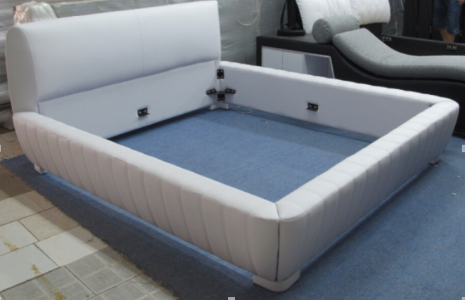 Pu leather padded headboard, modern design leather bed
