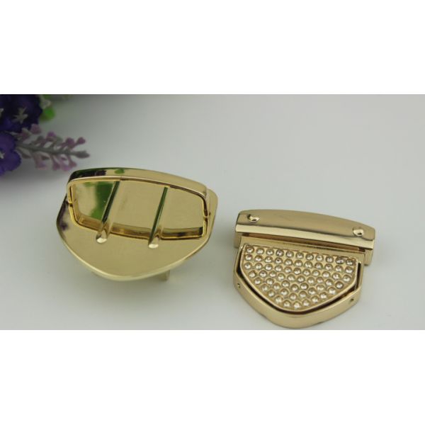 New design two style size gold diamond decoration press push button locks for handbags