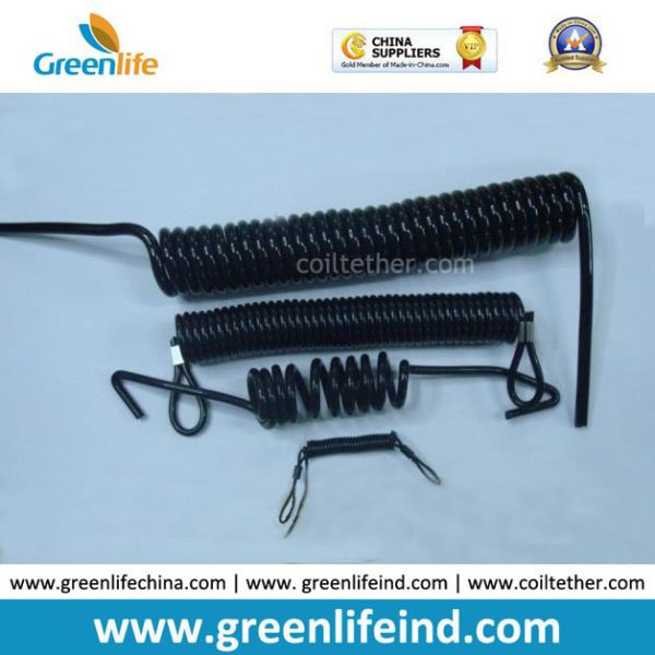 Strong Plastic spiral Coil Lanyard Safety Tethers Black