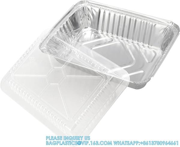 33.8oz Aluminium Foil Baking Pan With Clear Lids, 1000ml Aluminum Foil Trays Take Out Containers, Tin Foil Pack