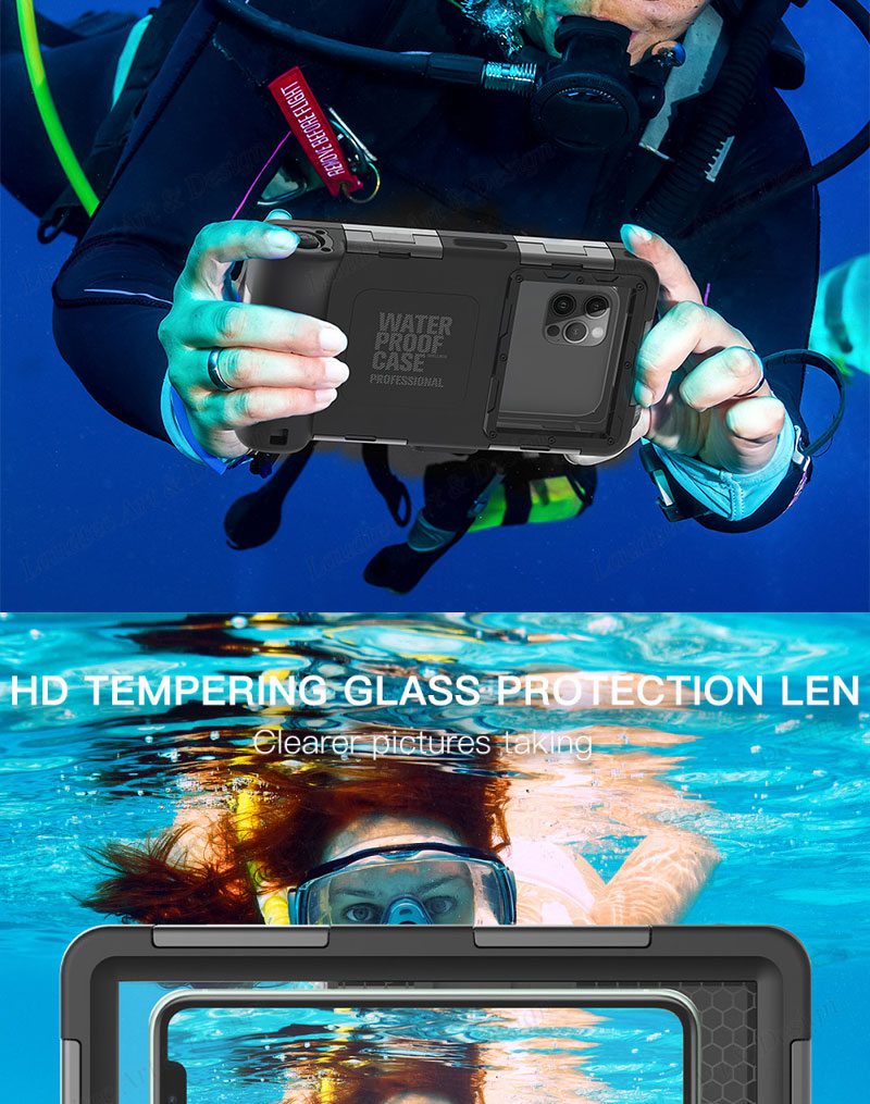 360 Full Waterproof Diving Cell Mobile Phone Case Cover High Clear Transparent for Iphone 15 14 13 12 Plus Pro Max