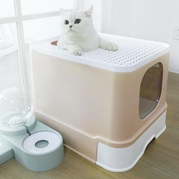 White 600X500mm Self Cleaning Litter Box OEM Automatic Cat Litter Box