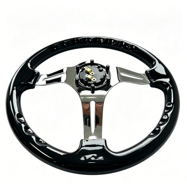 DELUXON 350mm Universal Racing Steering Wheels 3 Spoke Black Red Purple ABS Chrome