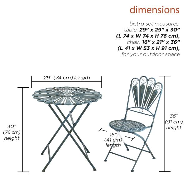 Foldable Table and Chair Patio Set Peacock-Inspired Bistro Set for Any Gathering