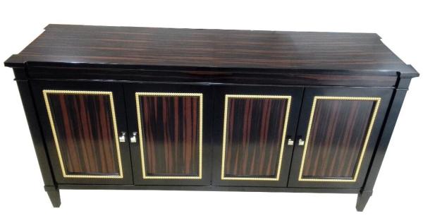 Ebony Wood 4 Door Dresser Brass Metal Boutique Hotel Furniture Eco Friendly