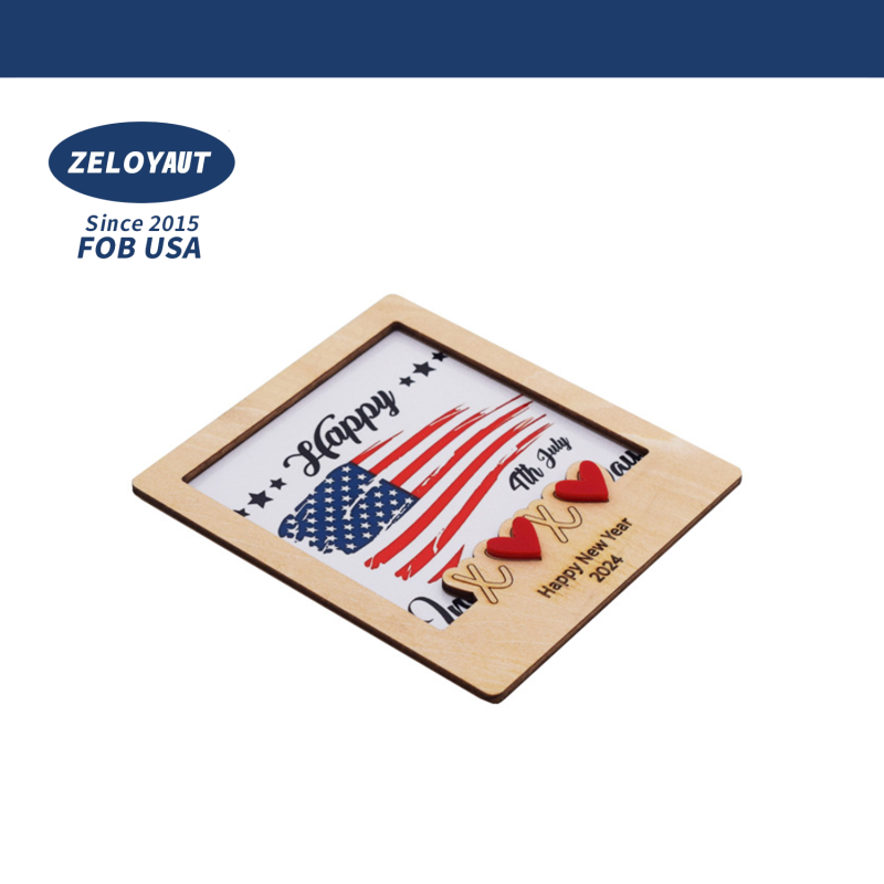 ZELOYAUT Customizable 95*95mm MDF Photo Frame Blanks Sublimation Heat Press Wood Magnets for Fridge Decoration Sublimation Wood