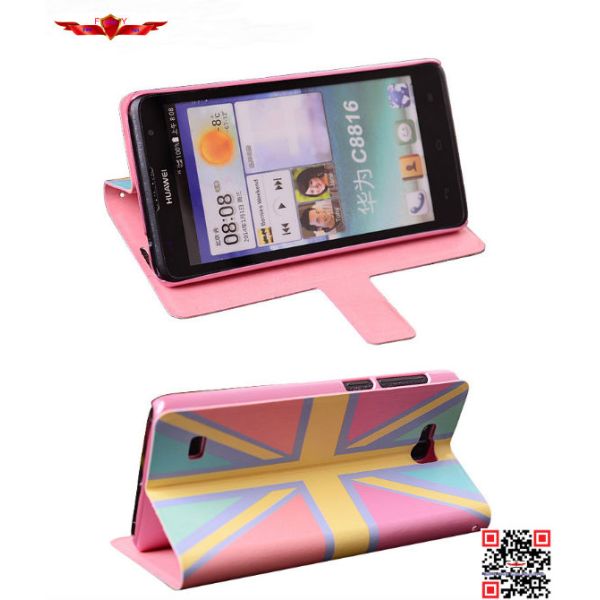New Fashion Design Brand New PU Flip Leather Cover Case For Huawei C8816 Qualify