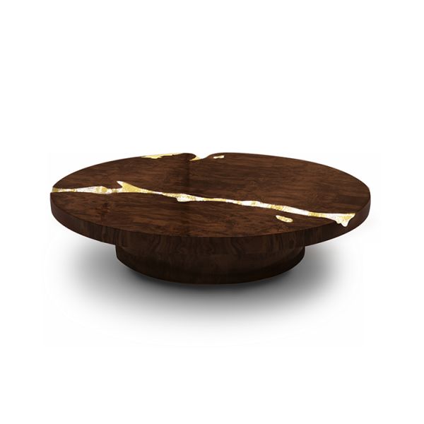 Black Modern Coffee Table Round Marble Top Nordic For Living Room Decor