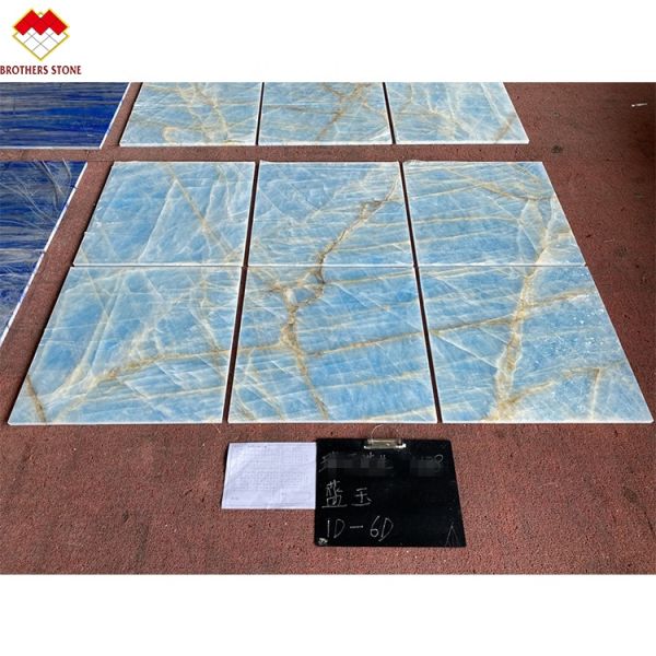 Modern Floor Revolution Translucent Blue Jade Onyx Stone Tiles for Wall and Floor