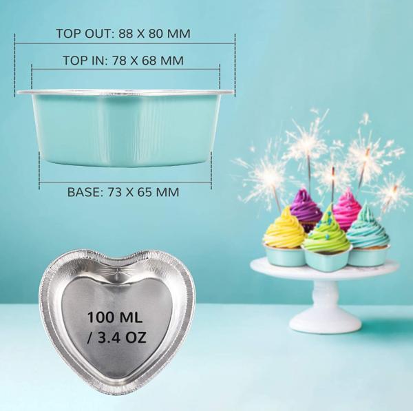 100ML Heart Shaped Aluminum Foil Turkey Pan Takeaway Roasting Pan Colored