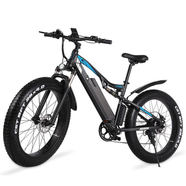 48V 17Ah 1000W Electric Fat Tire Bike 7 Speed Double Suspension Electric Bike