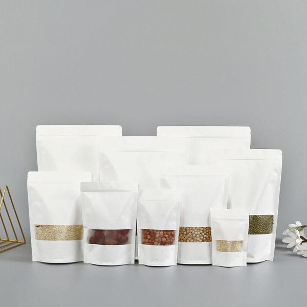 Kraft Paper Zip Lock Stand Up Bag for Gift Candies Dessert Dried Tea Fruit