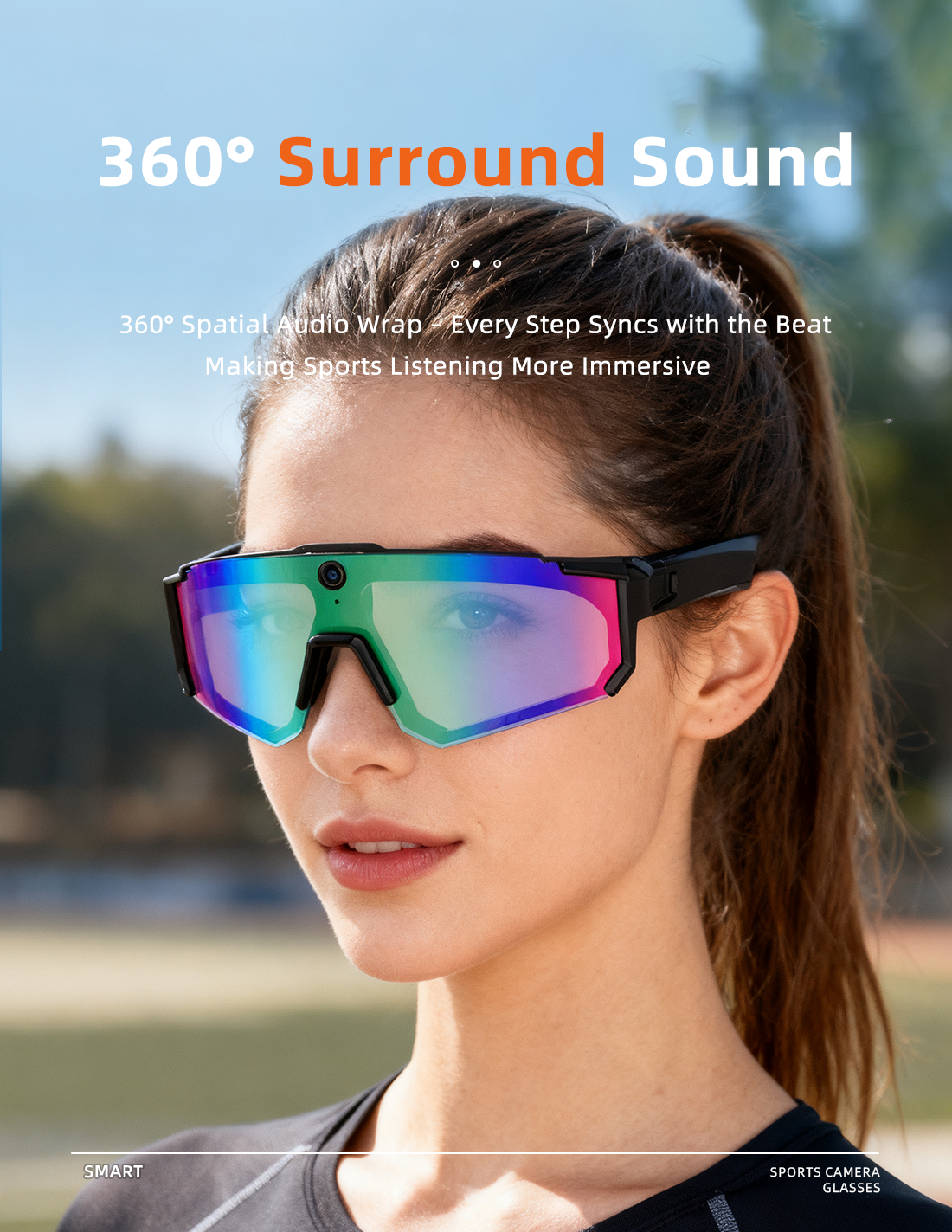 V06 Smart Glasses-1200P Video AI Object Recognition IP54 Waterproof Magnetic Charging Voice Control Semi-Open Stereo