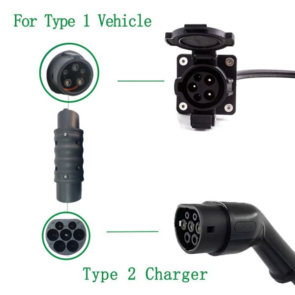 EV Charger Adapter Type2 To Type1 Max 32A IEC 62196 To SAE J1772 Car Charger Converter AC