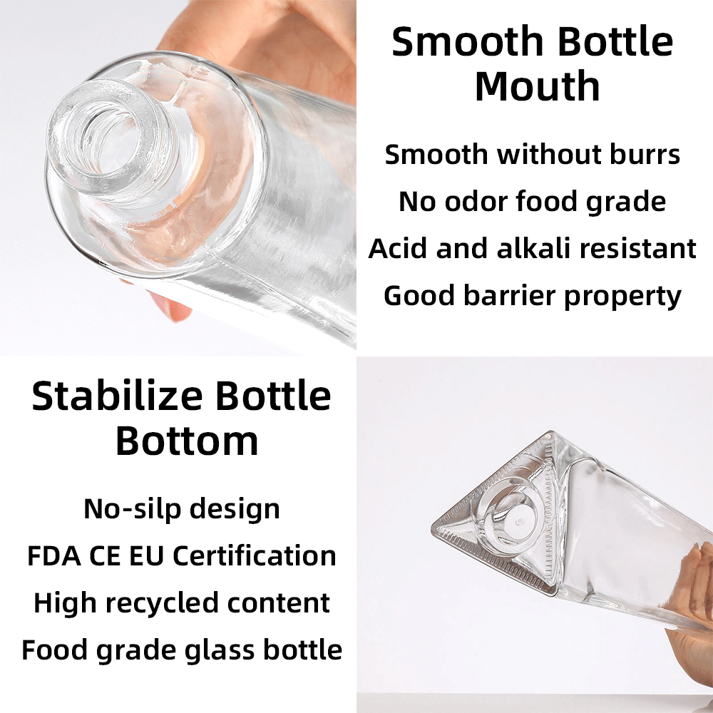 Glass Triangular Glass Liquor Bottle Tall Slim Spirits Flask For Luxury Barware