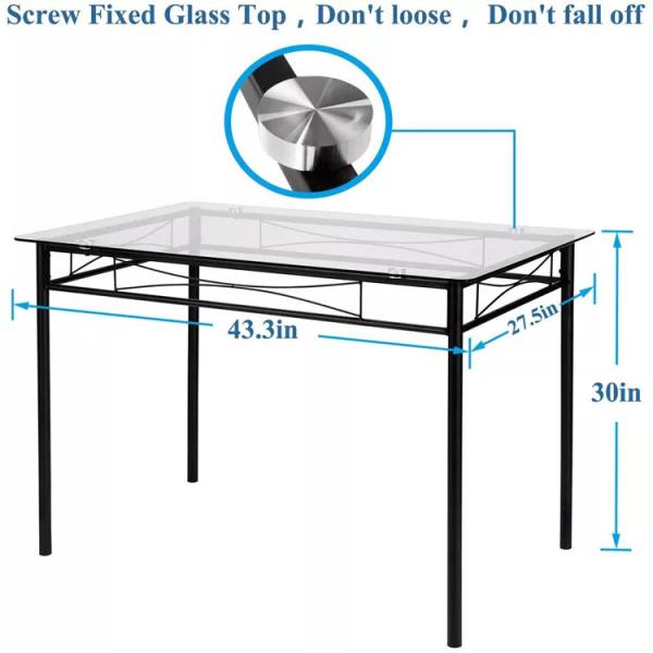 ODM Home Furniture Dining Room Sets Rectangle Glass Dining Table And 4 Chairs Set