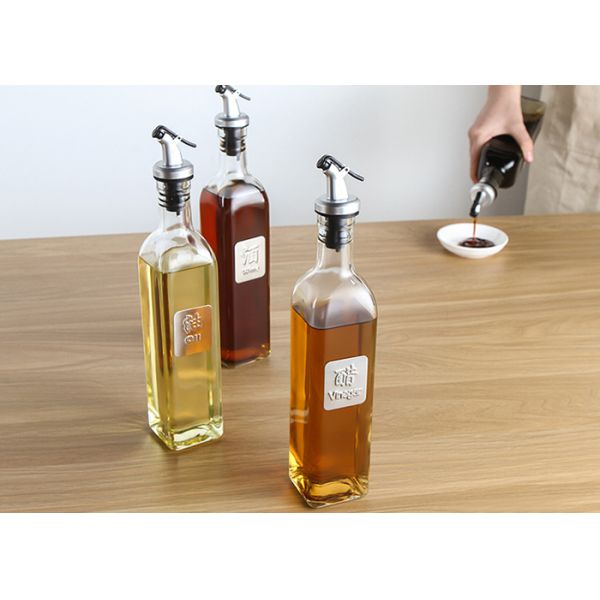 Бутылка оливкового масла соуса уксуса пустая, квадратная бутылка оливкового масла с распределителем масла