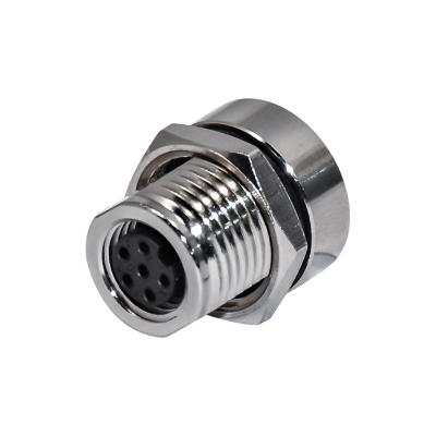 Soquete fêmea do conector IP67 de M8 auto 6pins Front Cricular Screw Panel Mount