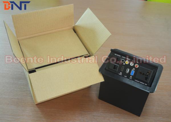 Humanization Desktop Power Sockets With Laser Logo , Conference Table Pop Up Box