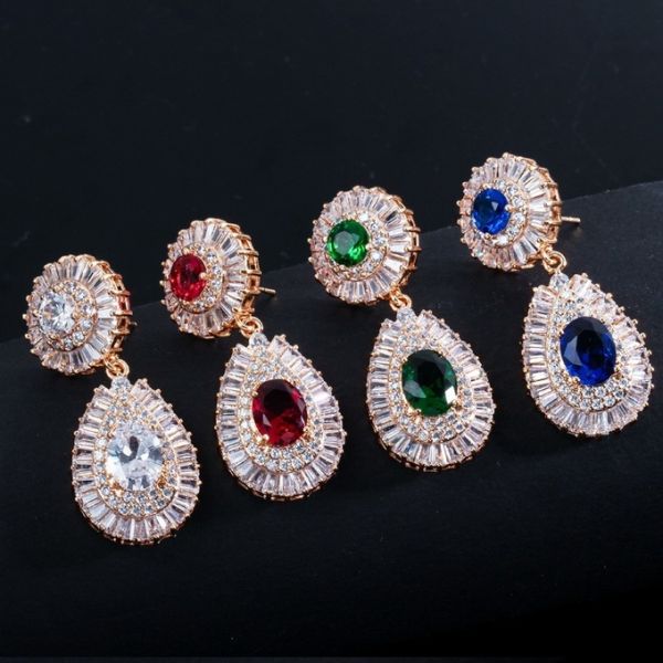 Women's WaterDrop Earrings, CZ Earrings For Bride Jewelry Parties Wedding Jewelry Earrings Necklace jewelry set