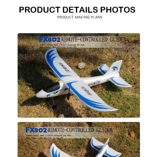 Design Fx802 Rc Eagle Glider Aircraft Automatic Balance Fighter Epp Anti-collision Foam 2.4g 2ch Flying Model Plane Toy