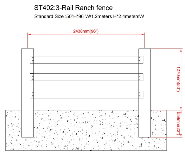 UV Resistant White Vinyl Ranch Rail Fence Easily Assembled Modern Design Vinyl Farm Fencing