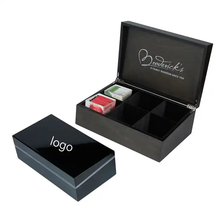 Boîte à thé en bois faite à la main Boîte à thé en bois noir