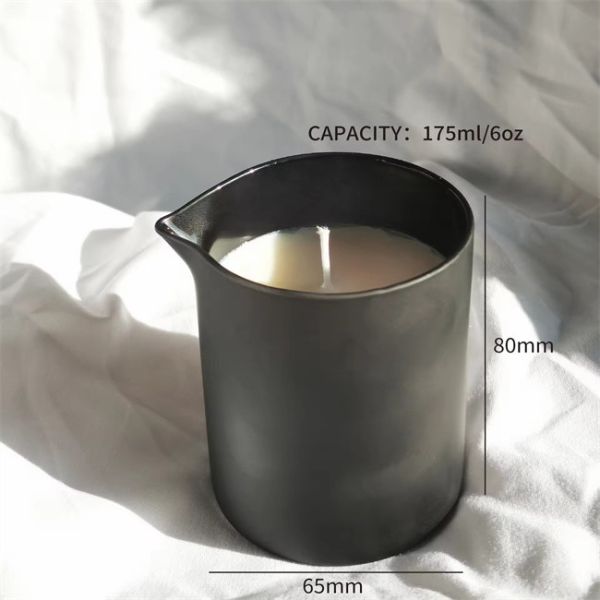 6oz Hand Blown Borosilicate Glass Clear Candle Container With Lid Massage Double Walled