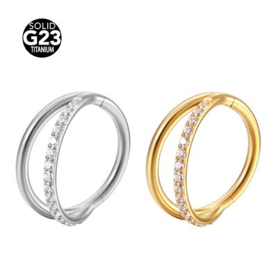 Double Layers Titanium Nose Jewelry Earring Piercing Nose Ring Gold F136 Hinged Segment