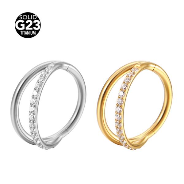 Double Layers Titanium Nose Jewelry Earring Piercing Nose Ring Gold F136 Hinged Segment