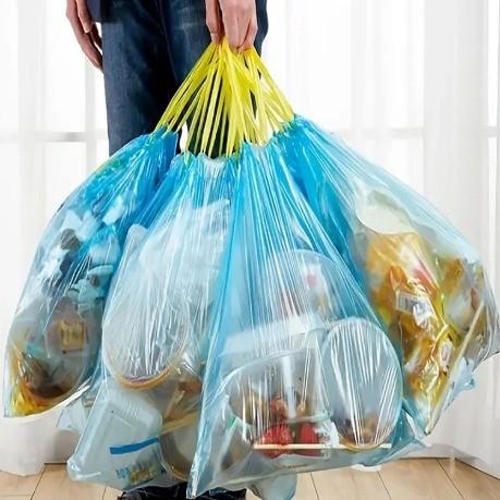 Embossed Kitchen Trash Bags with Tie Tape Drawstring Handles 5-50 mic Thickness