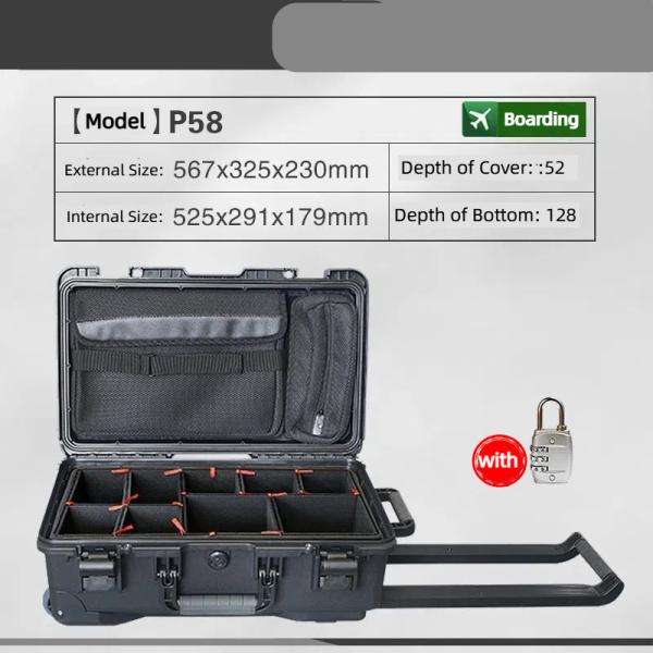 Tamaño interno personalizable Negro IP67 impermeable a golpes Casilla de herramientas de plástico duro para la protección del equipo del instrumento