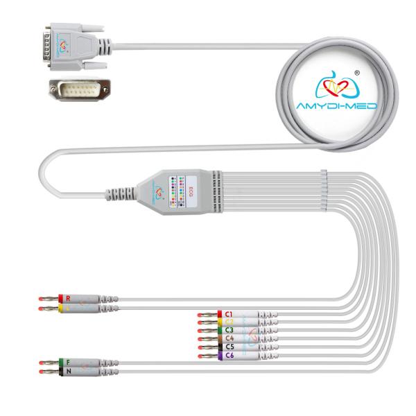 Medical DB15P 4.0 Banana 10 Lead ECG Cable Compatible Nihon Konden Biocare Dongjiang
