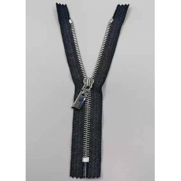 Durable Y Style Metal Teeth Zipper With Pure Cotton Cloth / Metal Zippers For Jeans