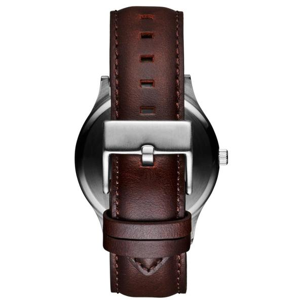 Miyota 2035 Quartz Mov'T Man Blue Face Watch With Leather Strap