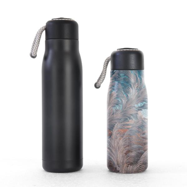 Black Double Wall Stainless Steel Water Bottles With Spout Lid BPA Free