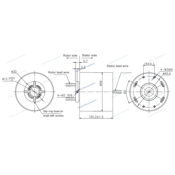 40 circuits 2A 5A Optional Electric Through Bore Slip Ring For Industry