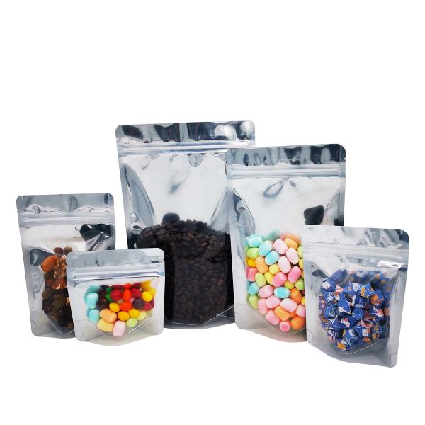 1.0g 3.5g 7.0g 14g 28g 13mil Clear Front Aluminum Foil Matte Black Back Stand Up Smell Proof Bags for Weed with Ziplock