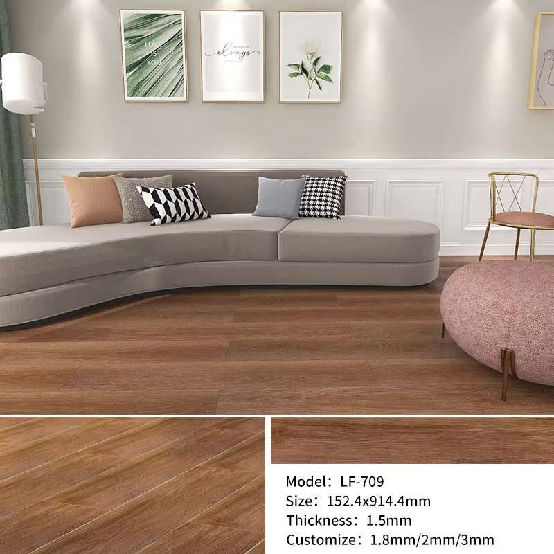 Retro Wood Grain PVC Floor Stickers Self-Adhesive Vinyl Flooring with 1.5mm Thickness and 152.4*914.4mm Size
