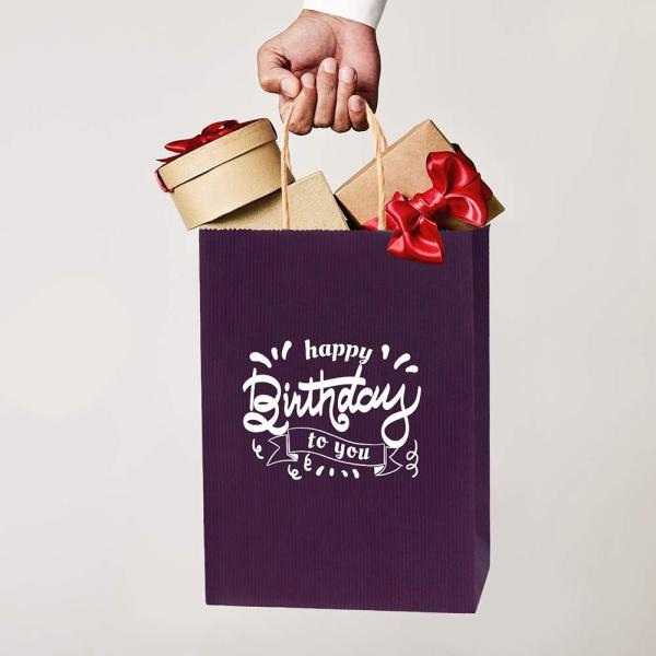 Saco de papel kraft personalizado ecológico com alças para compras de presentes biodegradáveis