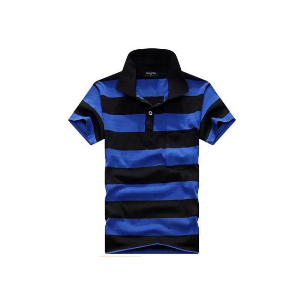 Striped Golf Cotton Polo Shirt Soft Antistatic , Custom Embroidered Polos
