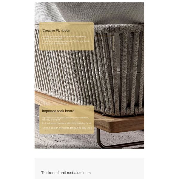 Modern New Design PL Ribbon Woven Aluminum Frame Hotel Villa Sofa And Table Set