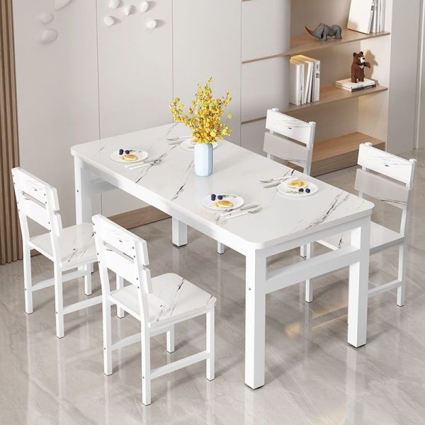 Wooden Dining Table and Chair Set Simple Rectangular Design for Modern Restaurant Furniture