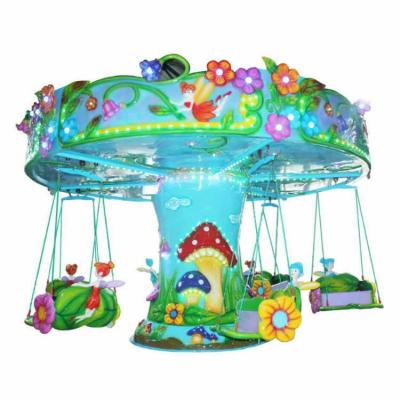 CE Standard Kids Flying Chair Ride 12 Riders Flower Fairy Shape FRP Roof