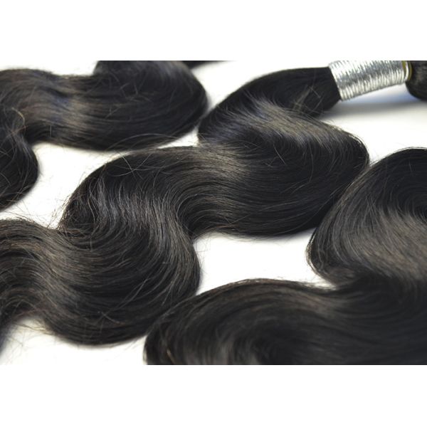 Color 1B Body Wave Peruvian Human Hair Extensions With Unprocessed