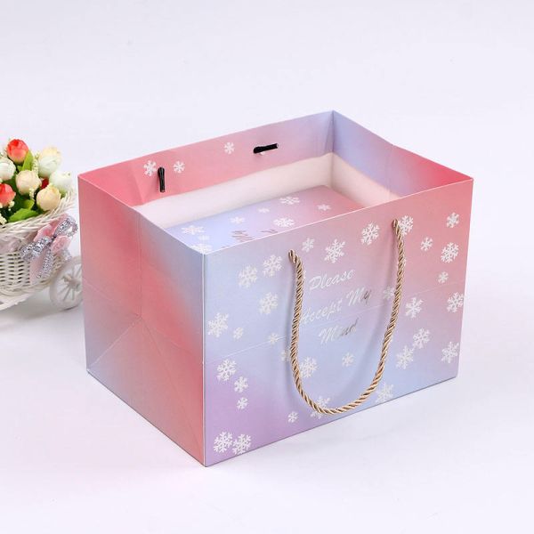 Bolsas de papel de regalo personalizadas con logotipo y manijas para compras e impresión offset